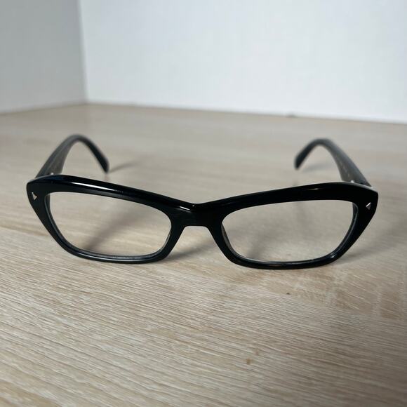 Prada VPR 16N 1AB-1O1 Eyeglasses Black Cat Eye PARTS ONLY 53-18 135 Italy - Picture 2 of 9